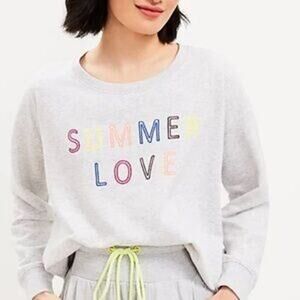 Lou & Grey | S | Summer Love sweatshirt Pullover Crewneck Top Embroidered Lounge
